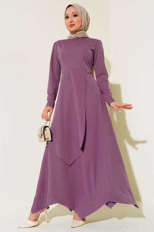 Asymmetrical Hem Dress Lilac