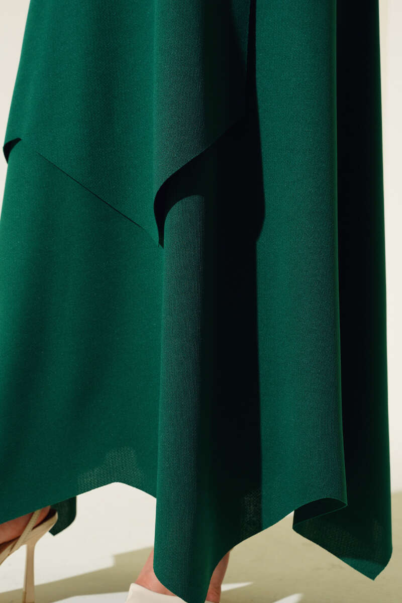 Asymmetrical Cut Hem Dress Emerald