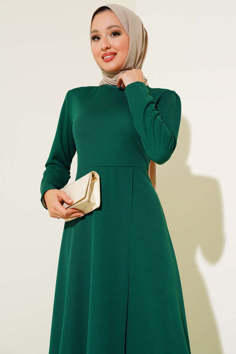 Asymmetrical Cut Hem Dress Emerald