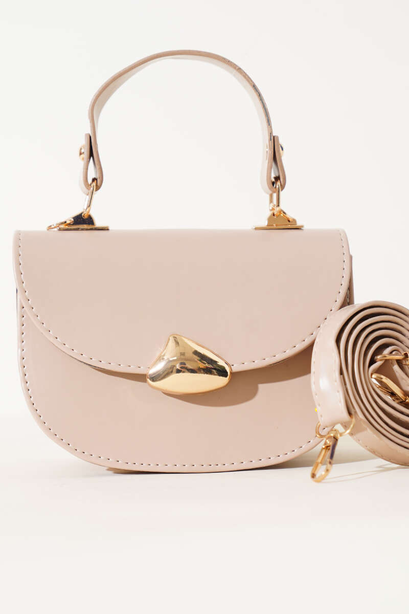 Baguette Bag with Gold Details - Beige