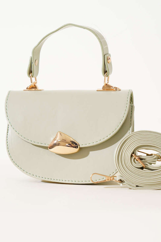 Baguette Bag with Gold Details - Almond Green