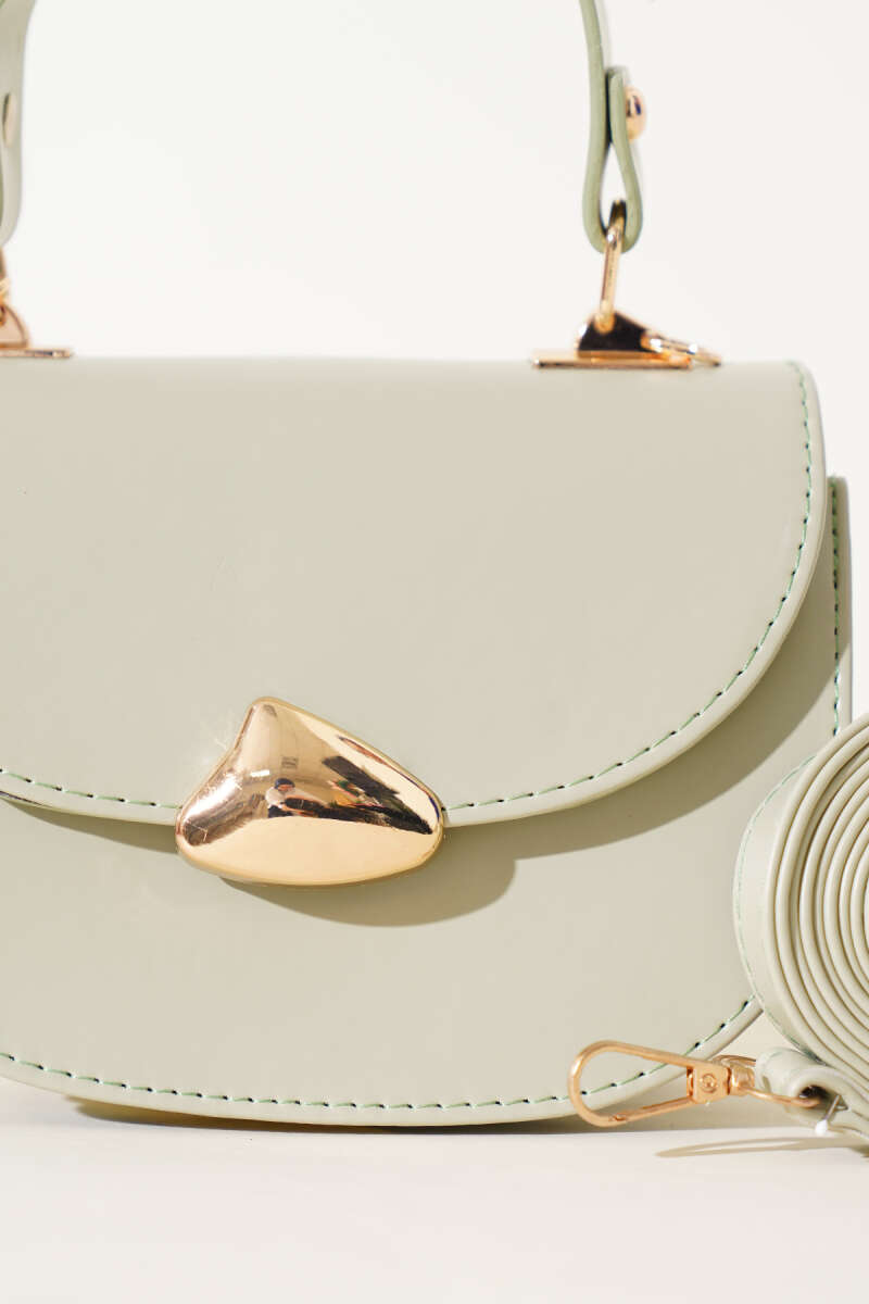 Baguette Bag with Gold Details - Almond Green