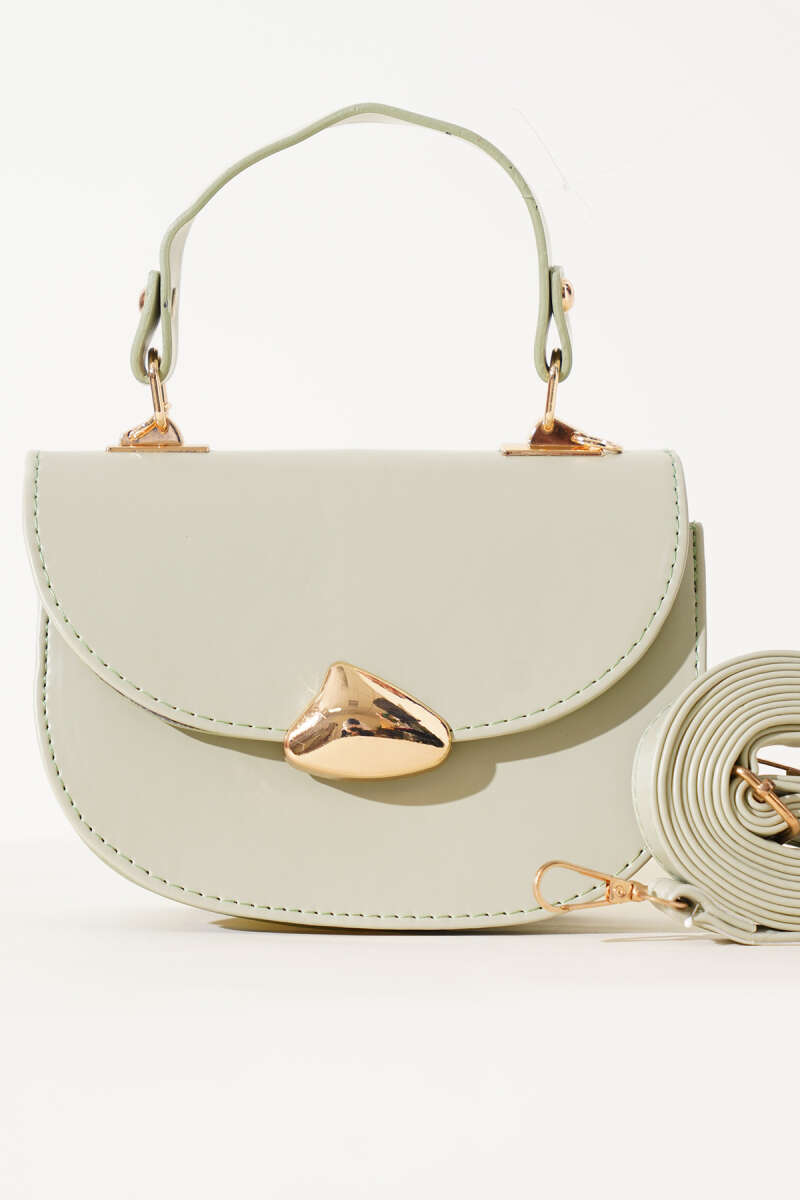 Baguette Bag with Gold Details - Almond Green