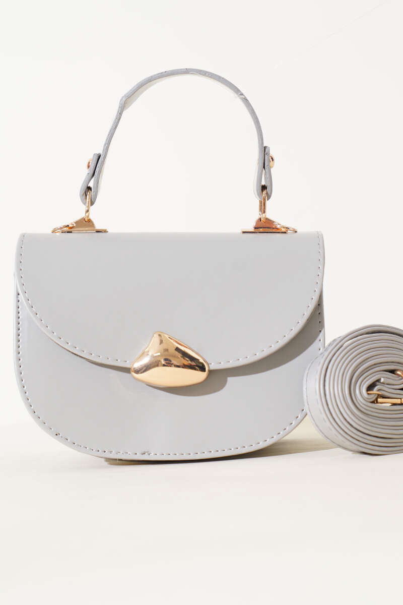 Baguette Bag with Gold Details - Gray