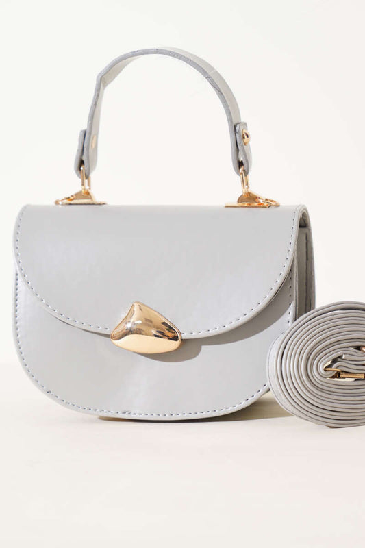 Baguette Bag with Gold Details - Gray