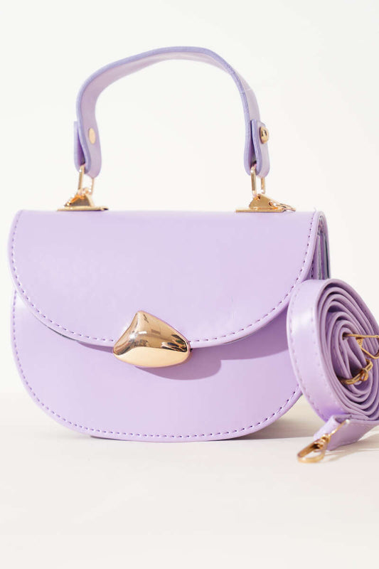 Baguette Bag with Gold Details - Lilac