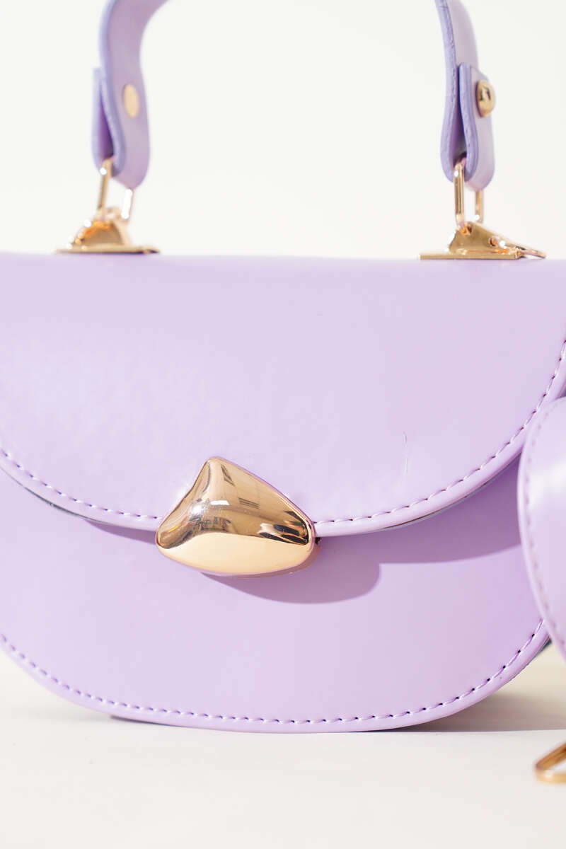 Baguette Bag with Gold Details - Lilac