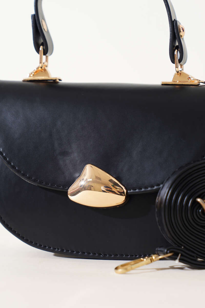 Baguette Bag with Gold Details - Black