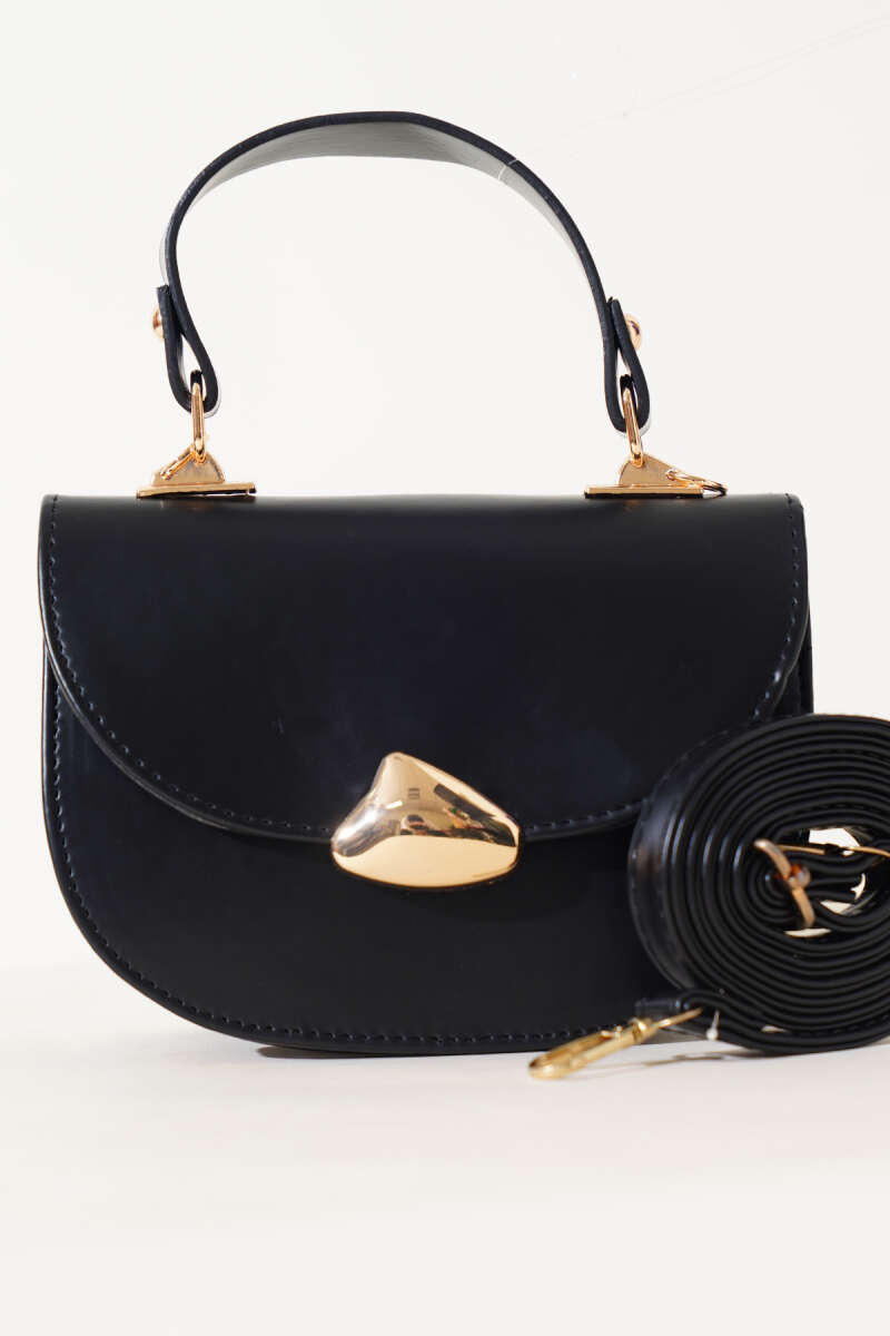 Baguette Bag with Gold Details - Black