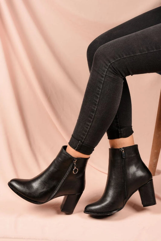 Women's Ring Zipper Heeled Boots