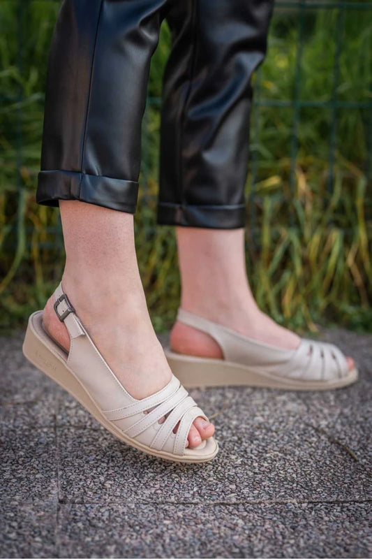 Women's Beige Leather Sandal