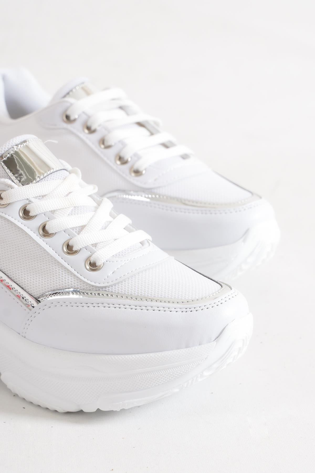 Women's White High Sole Sports Shoes