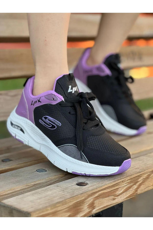 Women's Black Purple Orthopedic Casual Sneaker Sports Shoes