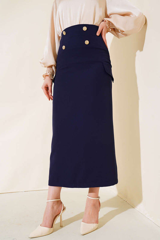 Women's Cargo Pocket Detailed Skirt - Navy Blue