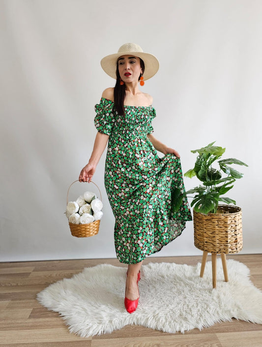 Watermelon Sleeve Dress-green