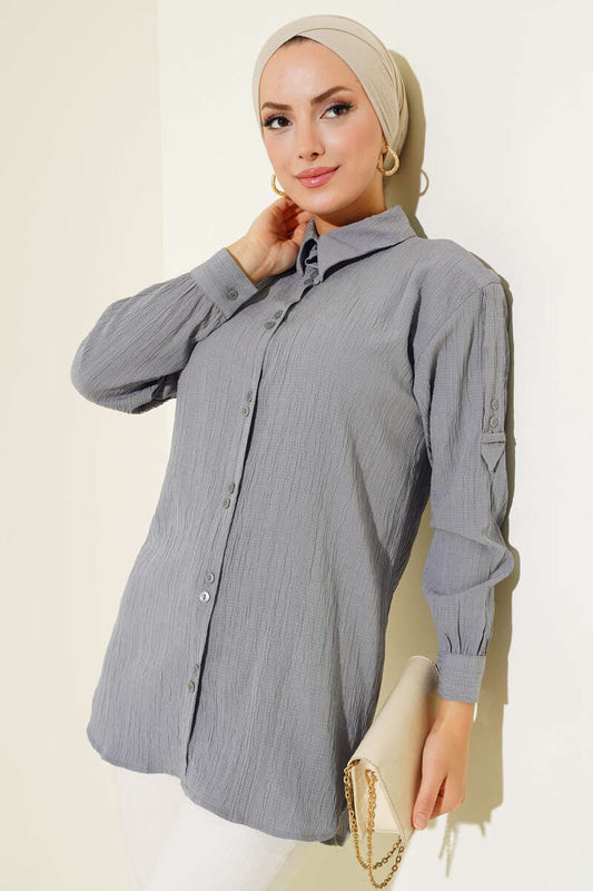 Sleeve Epaulette Shirt - Gray