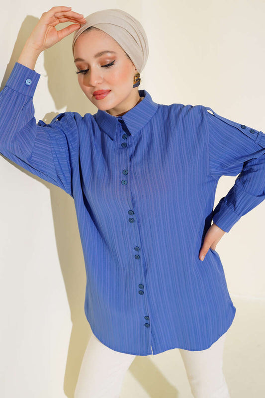 Sleeve Epaulette Shirt - Blue