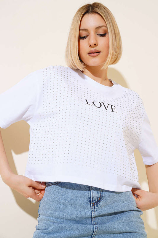 Love Printed Stone T-shirt - White