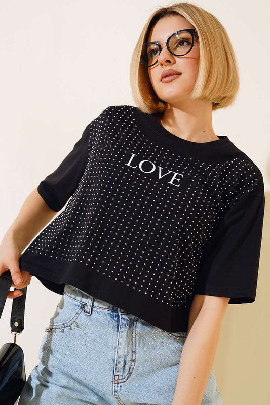 Love Printed Stone T-shirt - Black