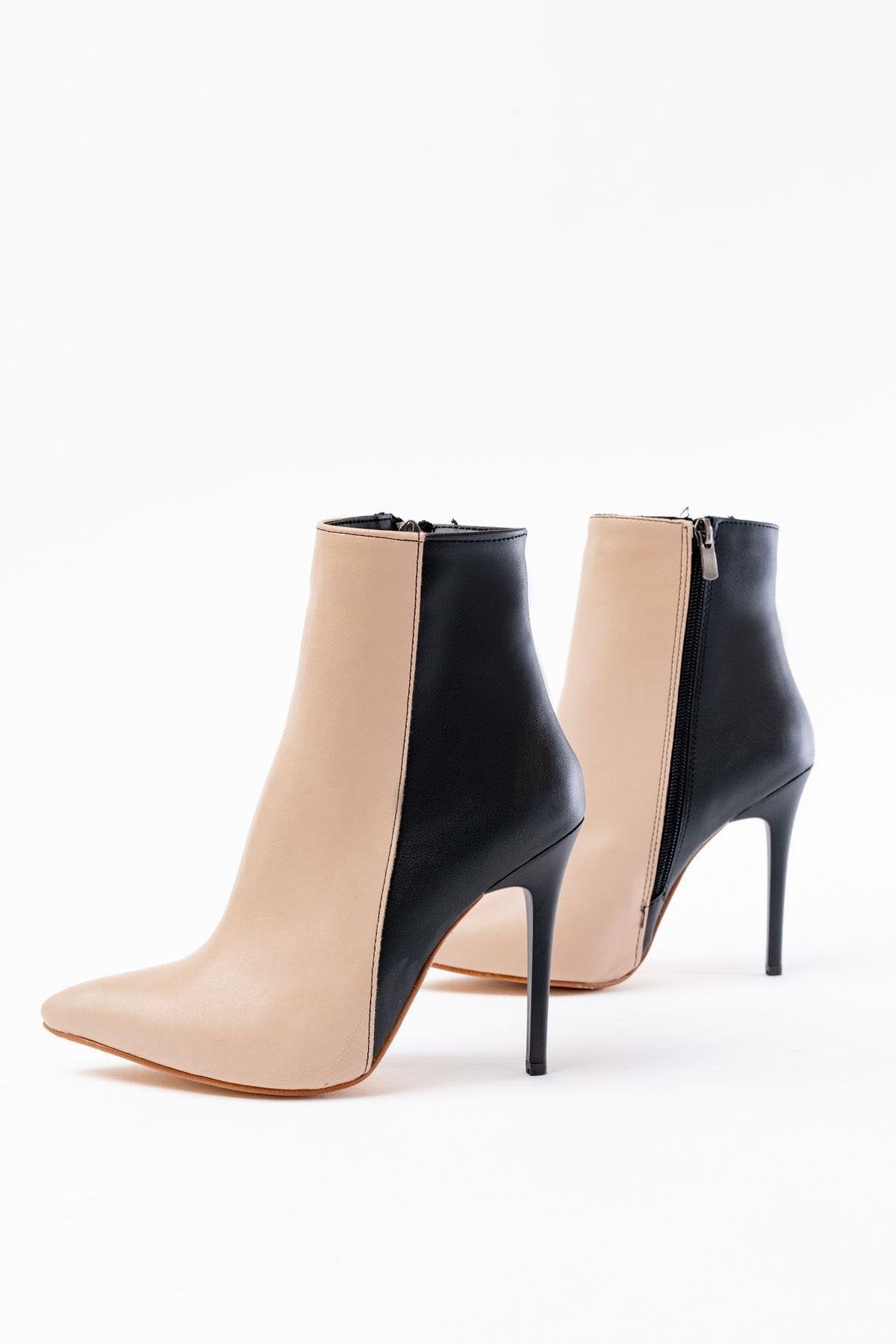 Nude High Thin Heeled Zippered Women's Boots