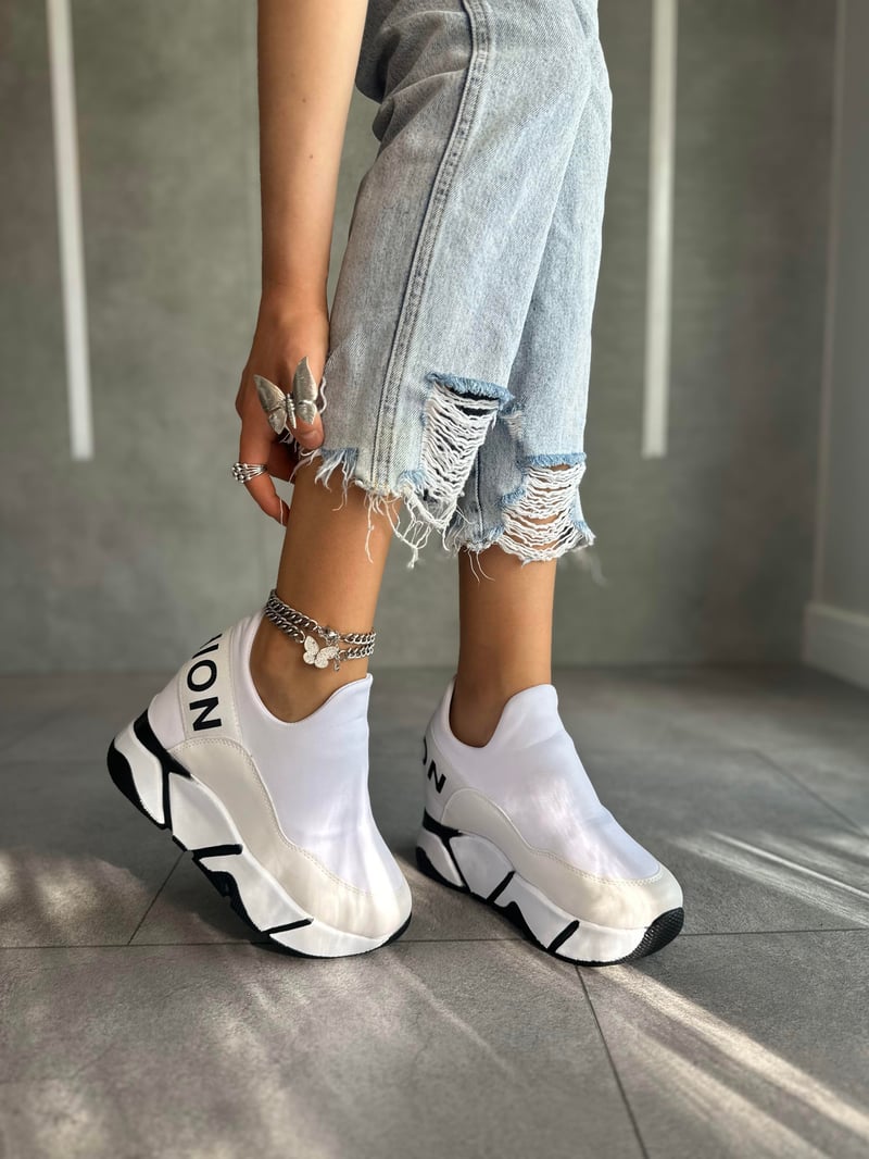 Women's White Wedge Sports Shoes