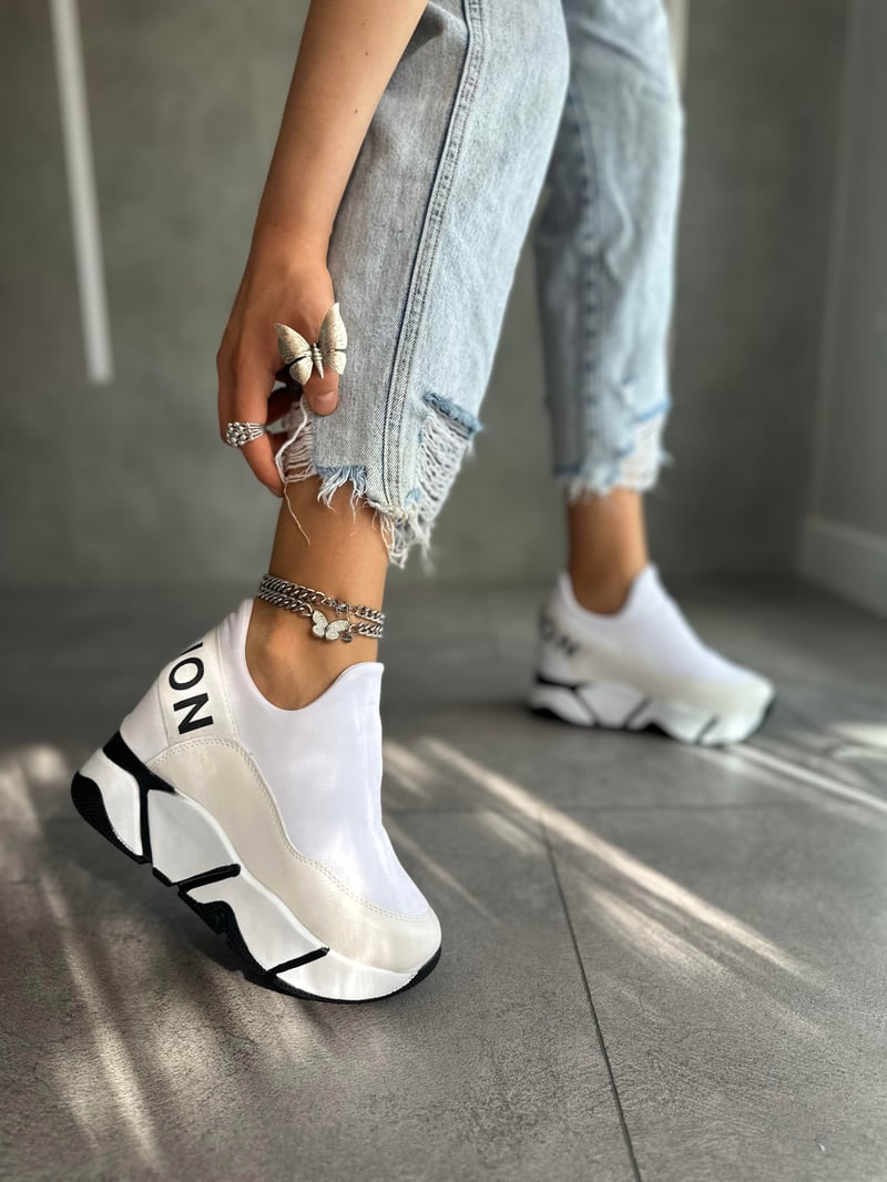 Women's White Wedge Sports Shoes