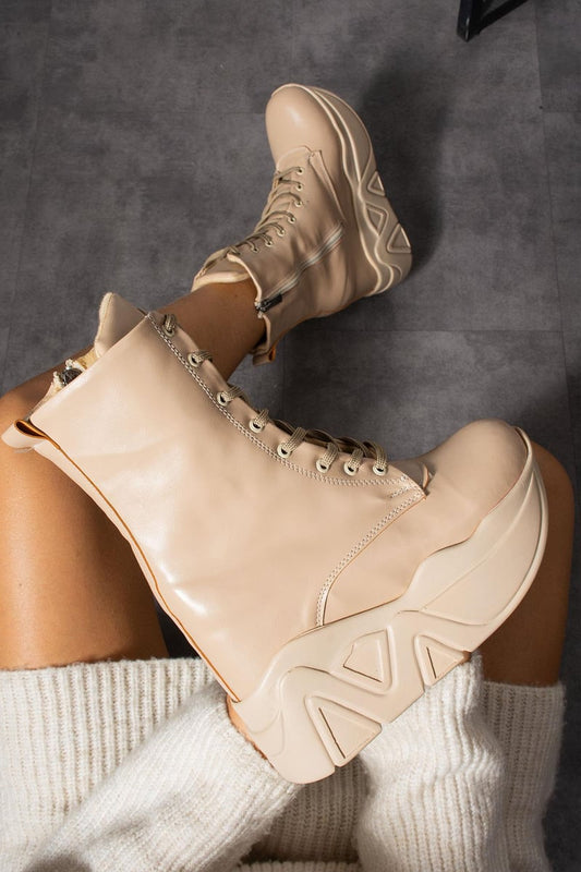 Women's Cream Hidden Leather Boots