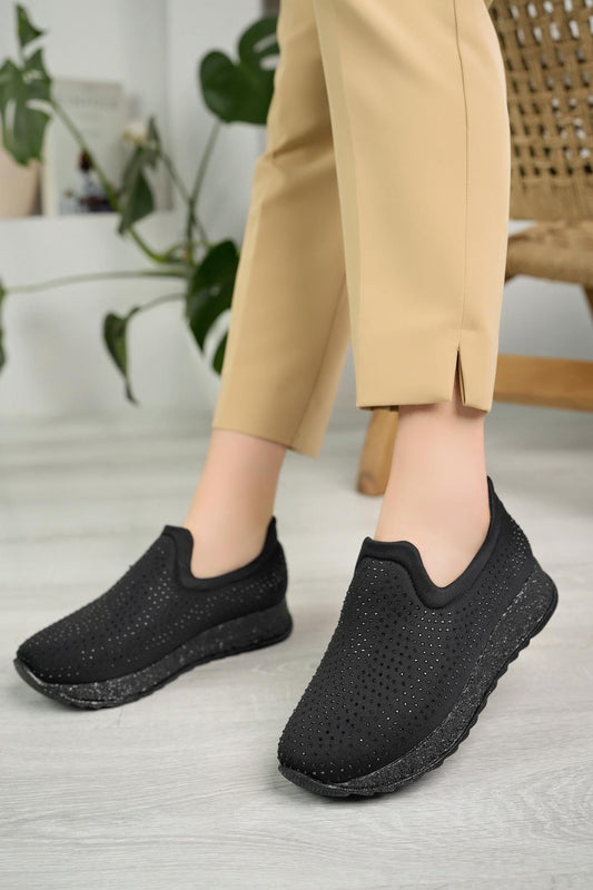 Black Stretch Stone Women's Shoes