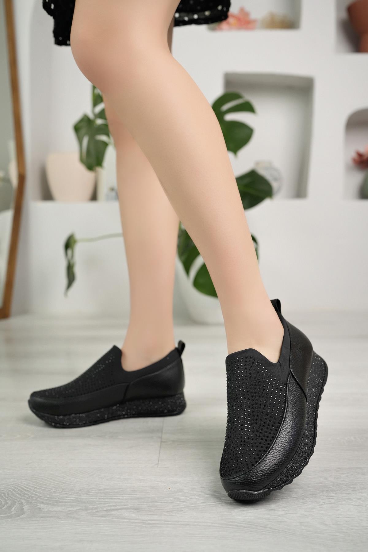 Black Stretch Stone Women's Shoes