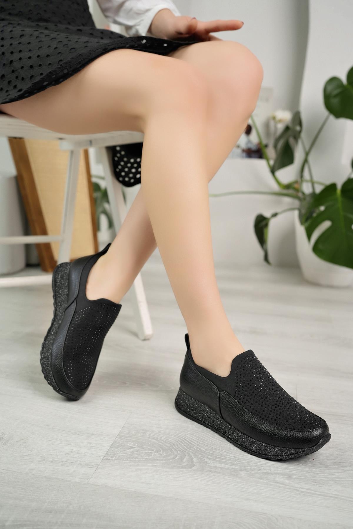 Black Stretch Stone Women's Shoes