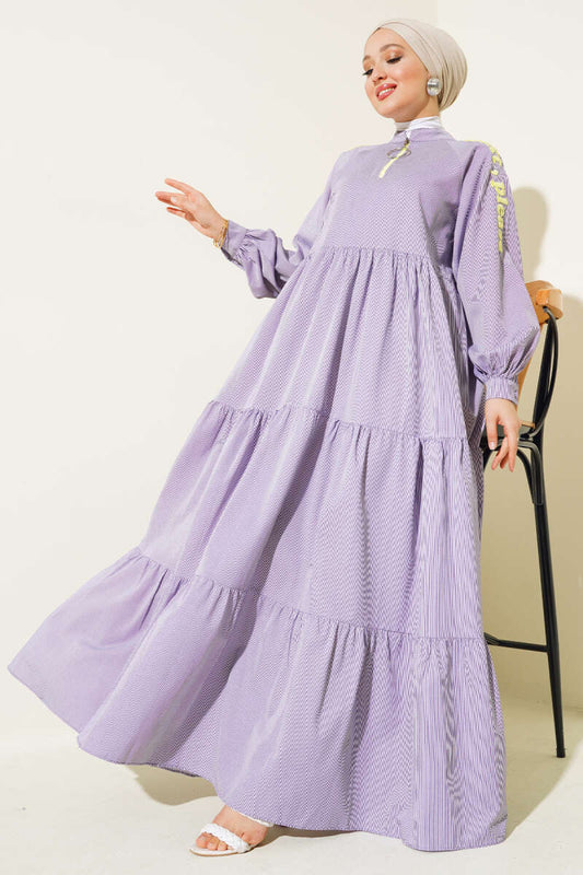 Next Please Written Striped Dress Lilac