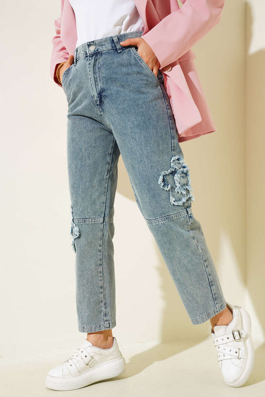 Piece Tassel Jeans Snow Wash