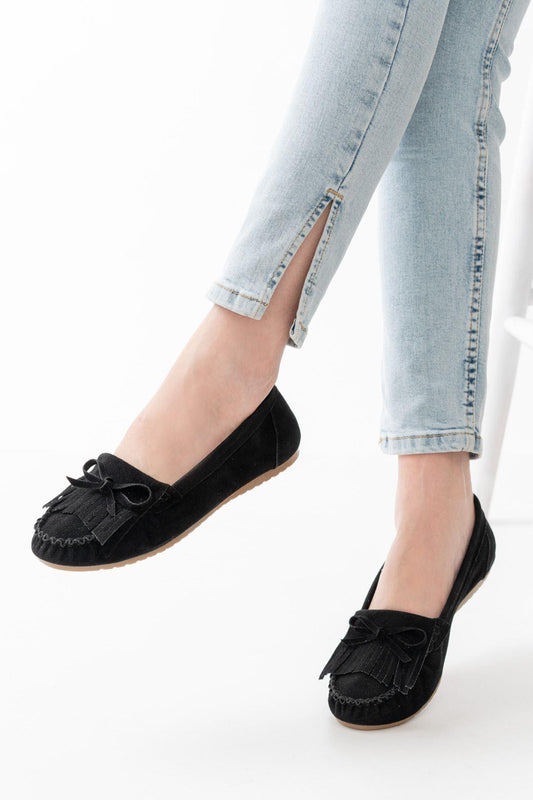 Suede Tasseled Daily Women's Ballerinas