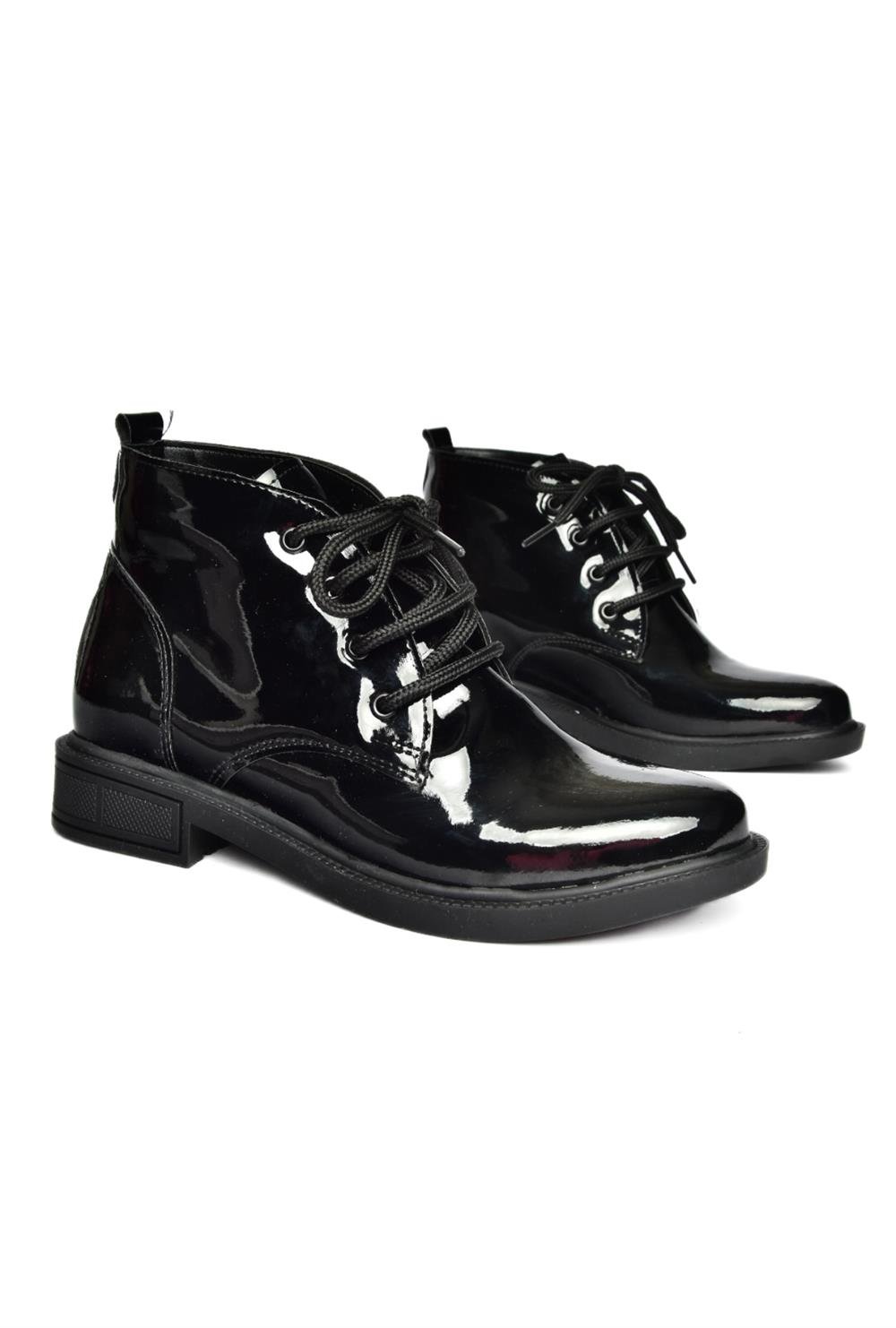 Black Patent Leather Classic Women's Boots