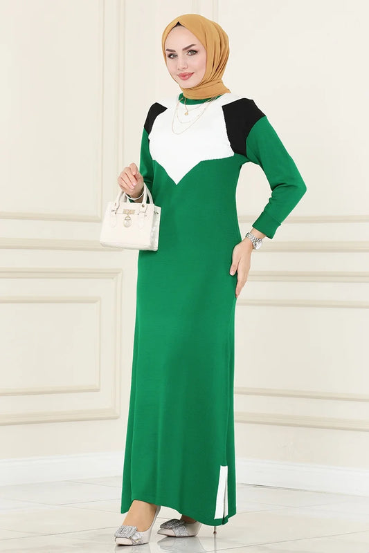 Colorful Garnished Knitwear Dress Benetton Green