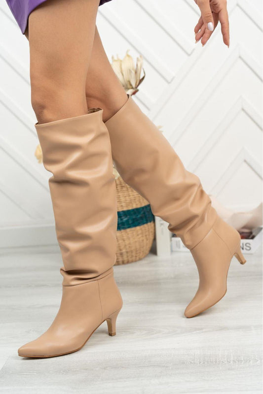 Nude Bellows Heeled Daily Women's Boots