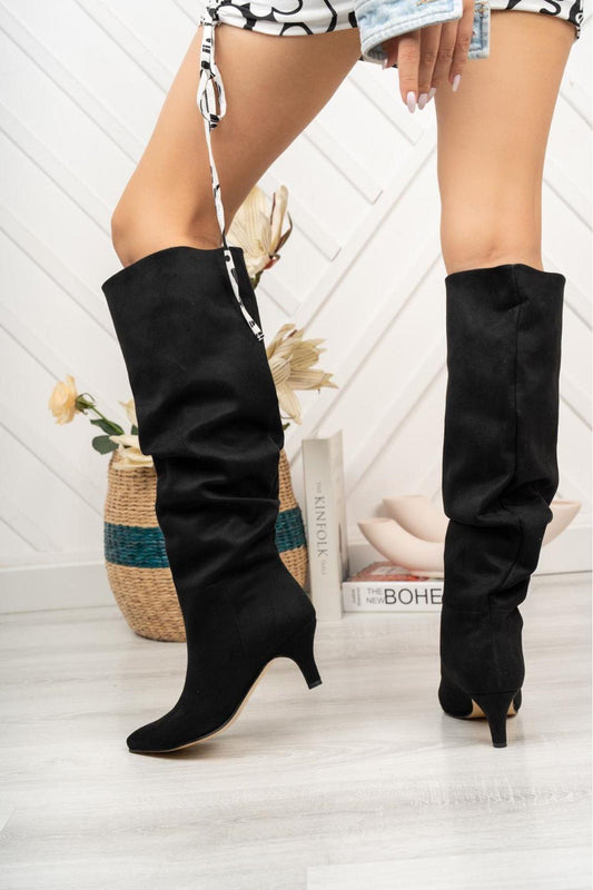 Black Bellows Heeled Daily Women's Boots