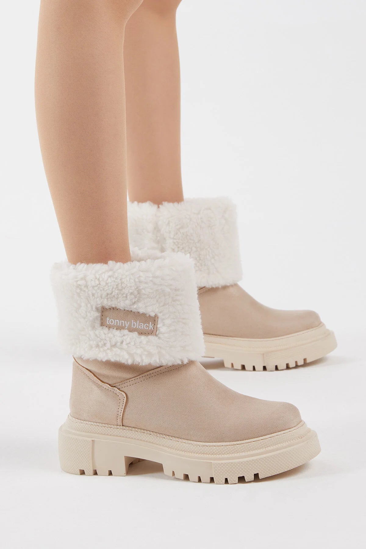 Women's Cream Suede Wool Comfortable Boots