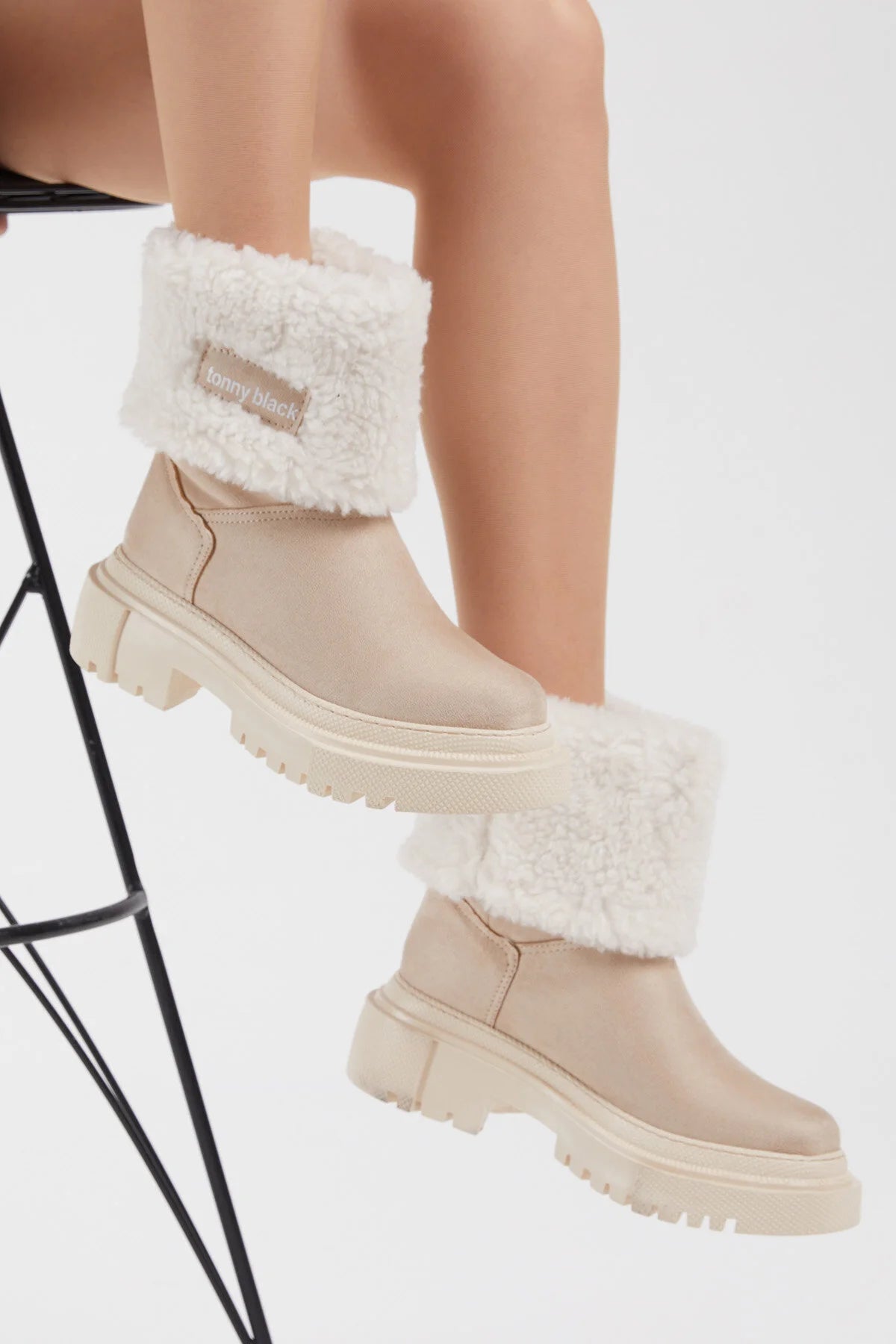 Women's Cream Suede Wool Comfortable Boots