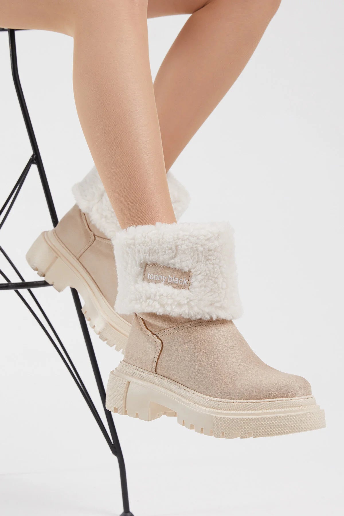 Women's Cream Suede Wool Comfortable Boots