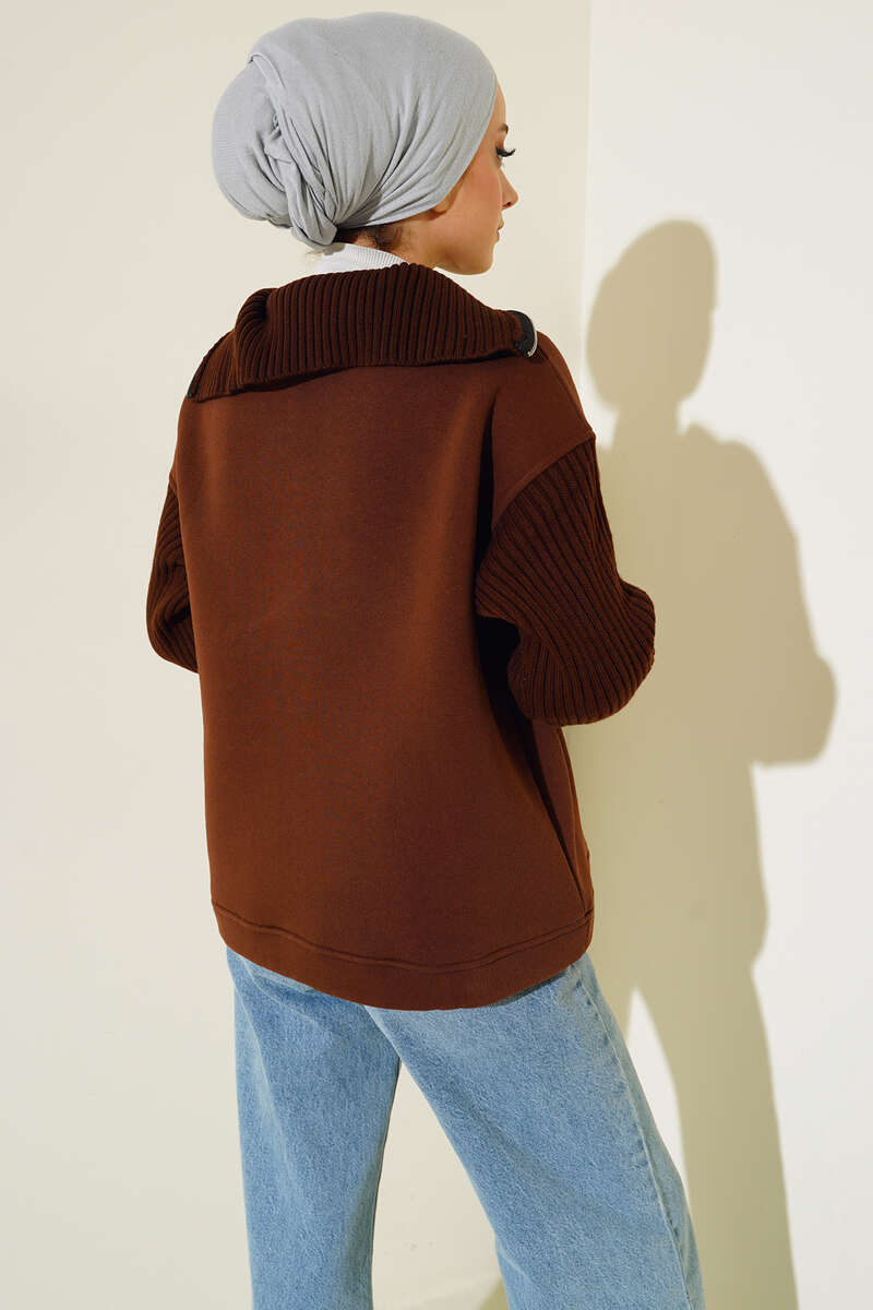 Knitwear Garnished Tunic Brown