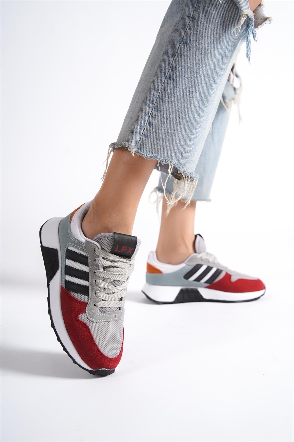 Unisex Red 3-Stripes Sneaker