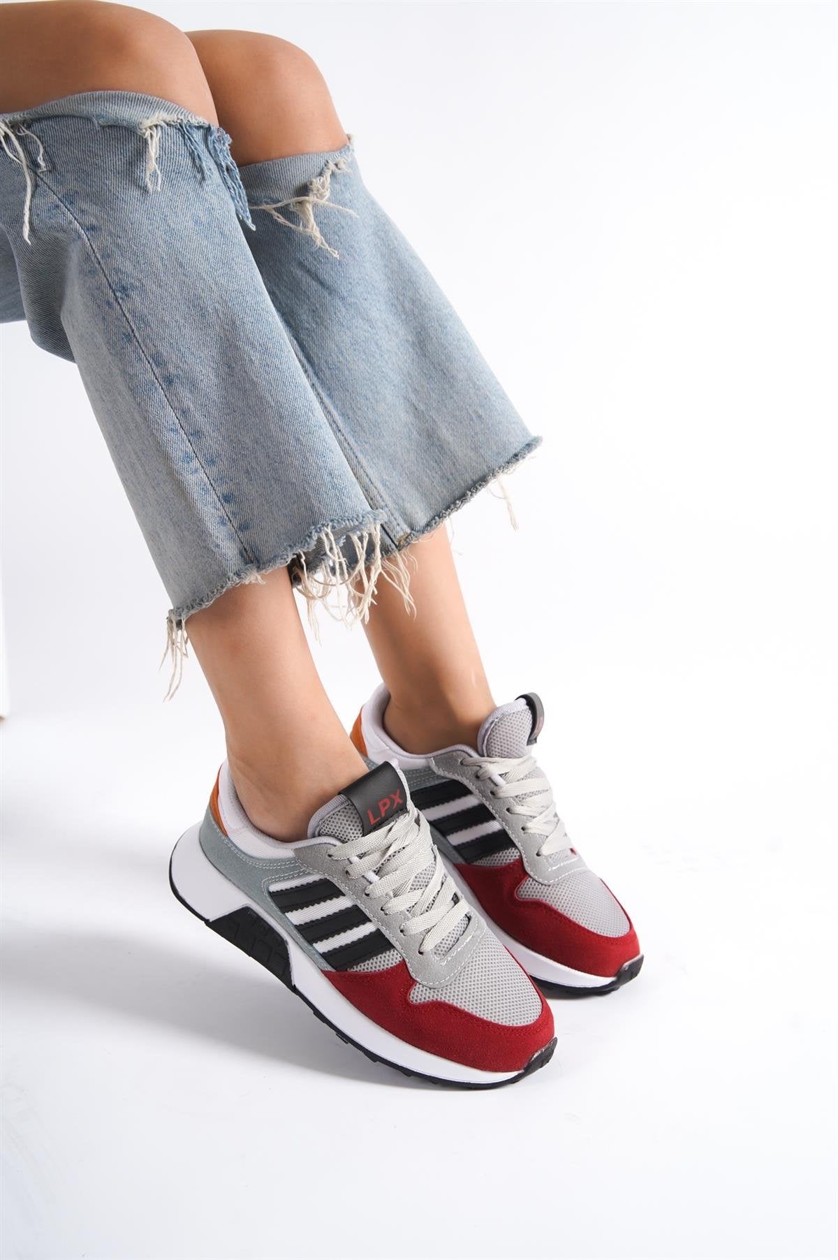 Unisex Red 3-Stripes Sneaker