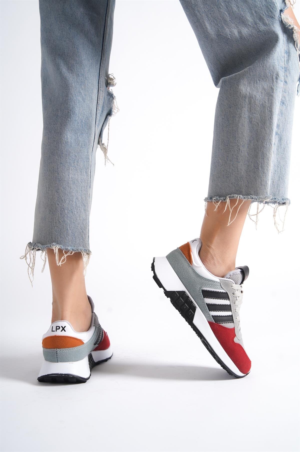 Unisex Red 3-Stripes Sneaker