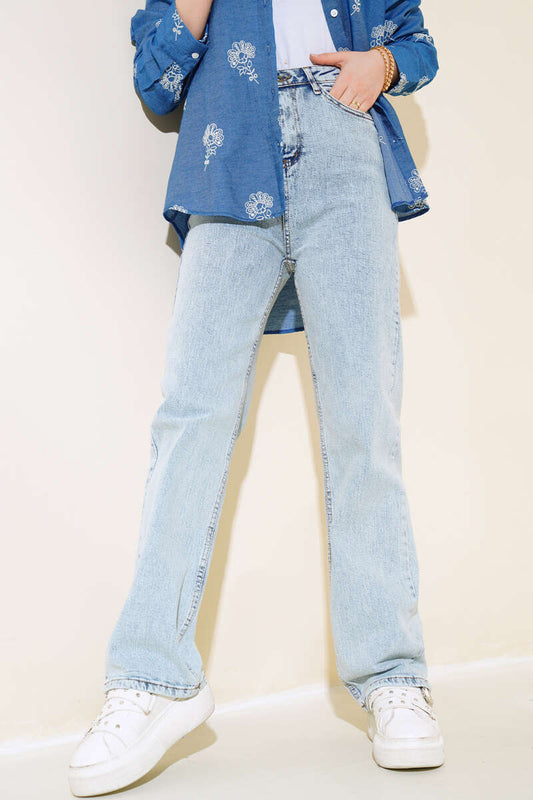 Long Casual Jeans Light Snow