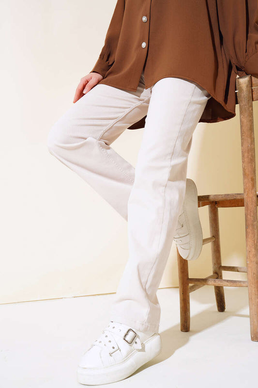 Long Casual Jeans Beige