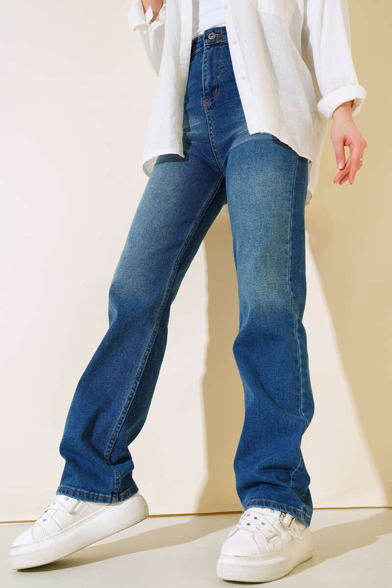 Long Casual Jeans Medium Blue