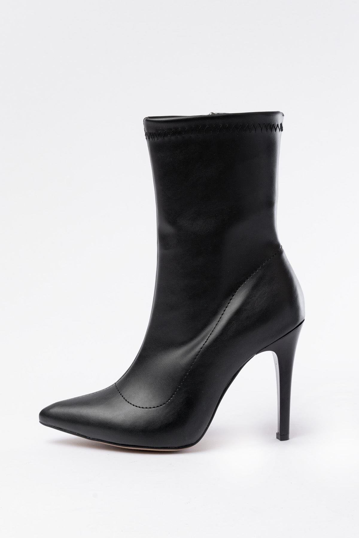 Black High Thin Heel Zippered Women's Boots