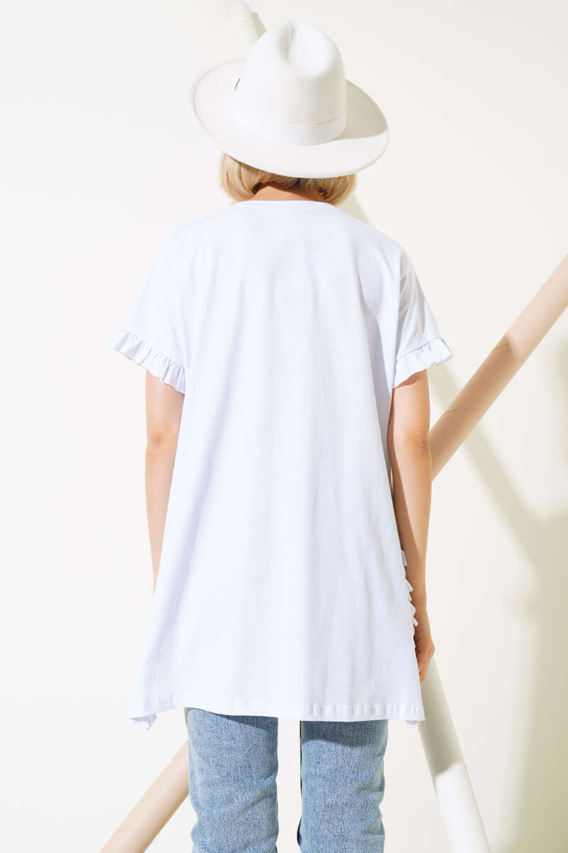 Frilled Side T-shirt - White