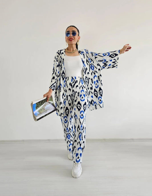 Zulaa Paint Patterned Kimono Set